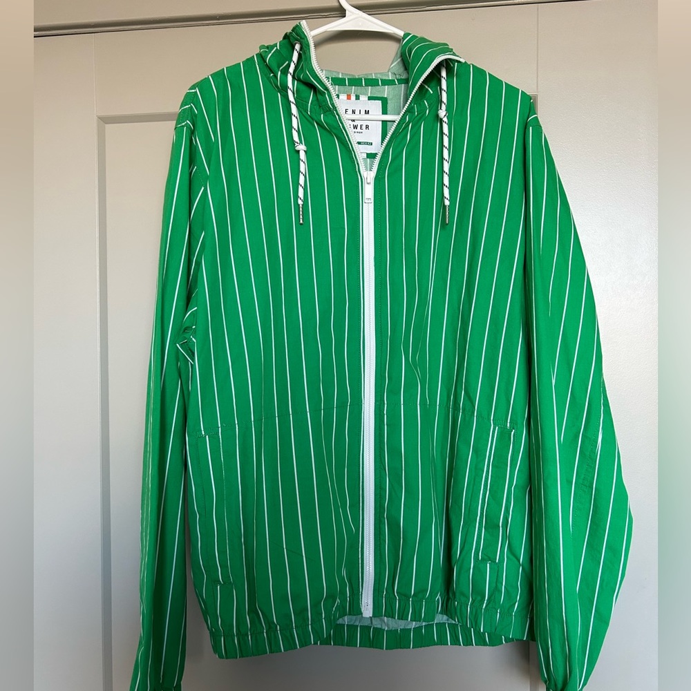 Denim & Flower Windbreaker Jacket Size Large